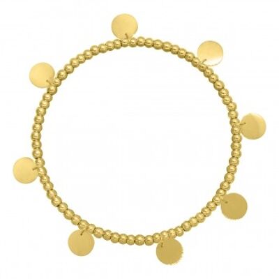Ball bracelet with 8 plates, stainless steel - gold