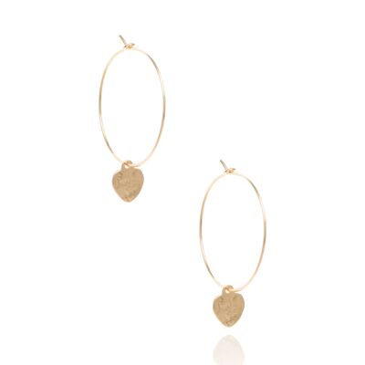 Heart hoop earrings, gold