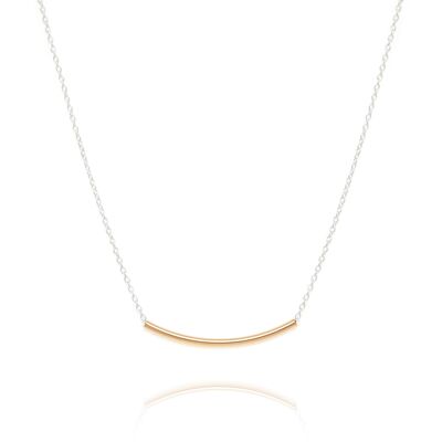 Curved bar necklace, silver & gold