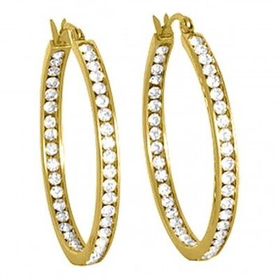 Large hoop earrings with white zirconia gold