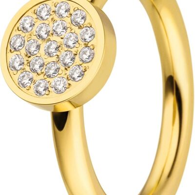 Ring inside round profile, round attachment with white stones gold