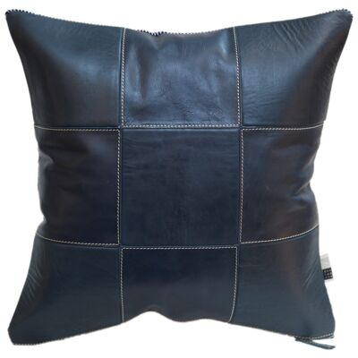 Cushion Leather Patch 45x45cm blue