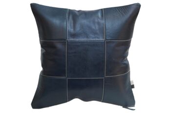 Coussin Patch Cuir 45x45cm bleu