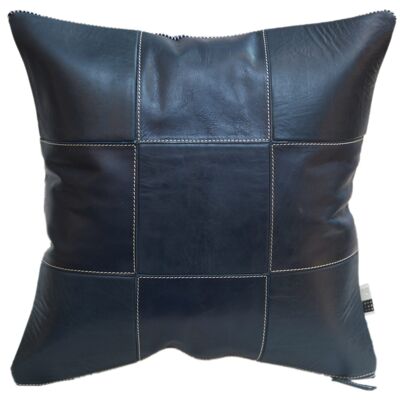 Cushion Leather Patch 45x45cm blue