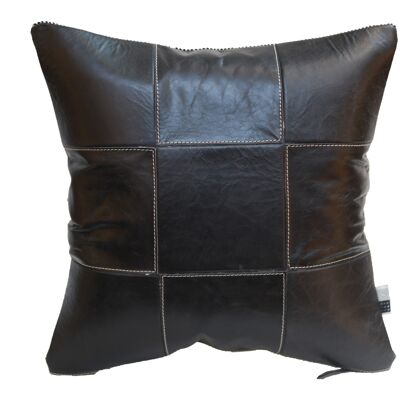 Cushion Leather Patch 45x45cm grey