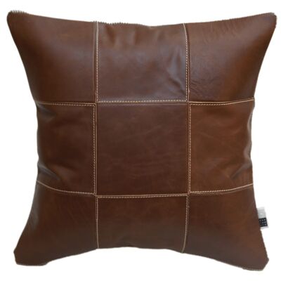 Cushion Leather Patch 45x45cm brown