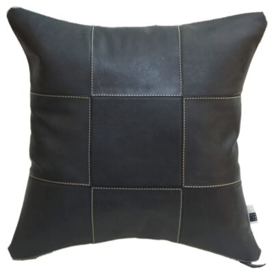 Coussin Cuir Patch 45x45cm noir