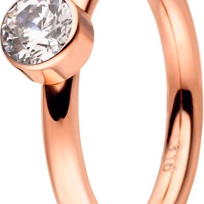Inserte el anillo dentro del perfil redondo con un rosado piedra