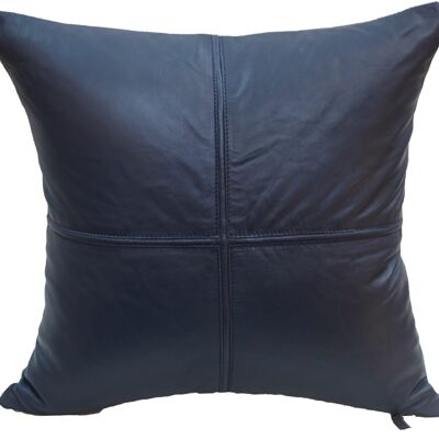 Coussin Cuir Point De Croix 45x45 cm bleu