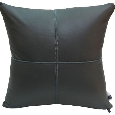 Kissen Leder Kreuzstich 45x45 cm grau