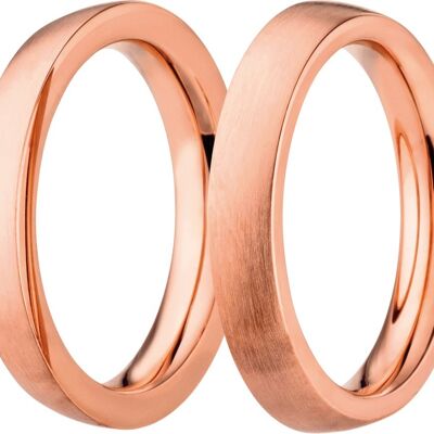 Coppia di anelli a innesto esterno in acciaio satinato rosa 3mm
