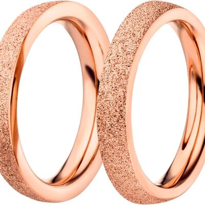 Coppia di anelli a innesto esterno in acciaio rosa da 3 mm diamantato