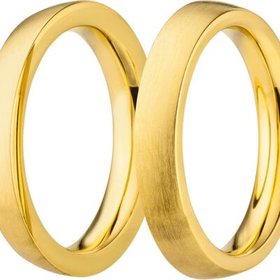 Coppia di anelli a innesto esterno in acciaio opaco oro 3mm