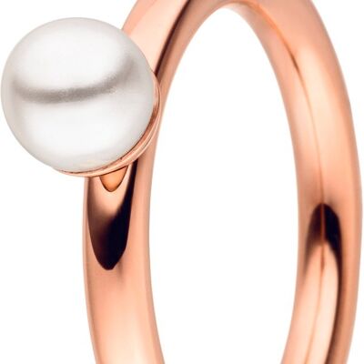 Insert ring inside round profile made of stainless steel rosé with pearl attachment