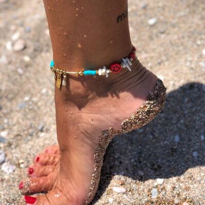 Beaded Anklet Women, Minimal Pearls Anklet, Summer Ankle Bracelet, Colorful Anklet, Handmade Anklet, Gift for Her, Made in Greece.