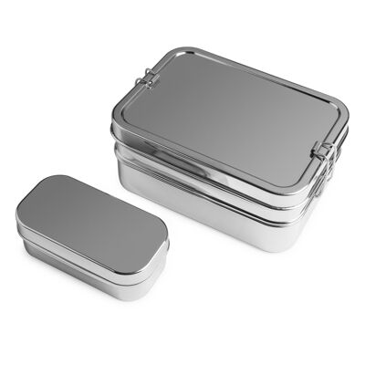 Brotzeit lunch boxes 3in1 BIG three-in-one lunch box snack box made of stainless steel 100% BPA free fixed various