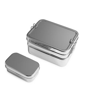 Boîtes à lunch Brotzeit 3 en 1 boîte à lunch trois en un en acier inoxydable 100% sans BPA fermer hermétiquement 2