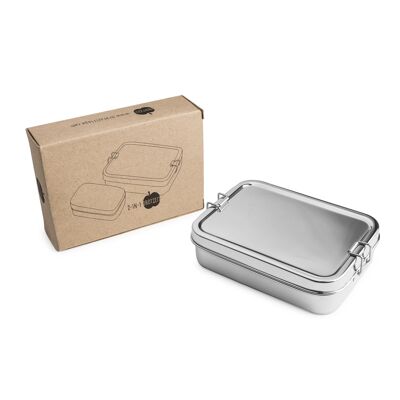 Brotzeit Lunchbox 2in1 Two-in-one snack box made of stainless steel