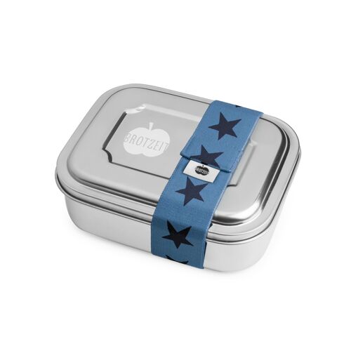 Brotzeit ZWEIER Lunchboxen Brotdose Jausenbox mit Unterteilung aus Edelstahl 100% BPA frei- Sterne jeans