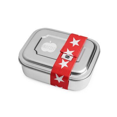 Brotzeit TWO lunch boxes lunch box snack box with subdivisions made of stainless steel 100% BPA free stars red