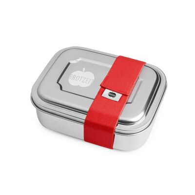 Brotzeit ZWEIER Lunchboxen Brotdose Jausenbox mit Unterteilung aus Edelstahl 100% BPA frei- uni rot