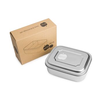 Brotzeit TWO boîtes à lunch boîte à lunch boîte à collation avec subdivisions en acier inoxydable 100% sans BPA étoiles gris orange 3