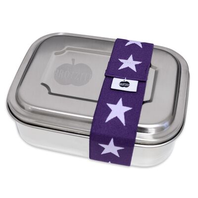 Brotzeit ZWEIER Lunchboxen Brotdose Jausenbox mit Unterteilung aus Edelstahl 100% BPA frei- Sterne lila