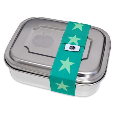 Brotzeit ZWEIER lunch boxes lunch box snack box with subdivisions made of stainless steel 100% BPA free stars green lime