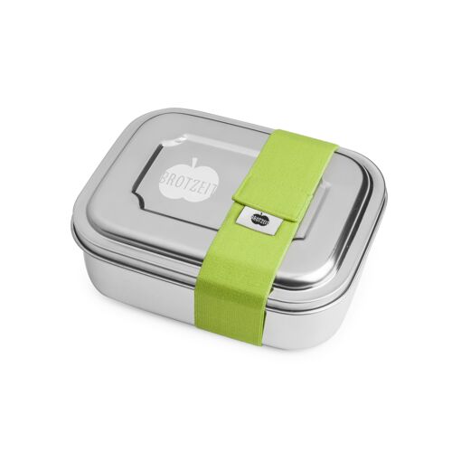 Brotzeit ZWEIER Lunchboxen Brotdose Jausenbox mit Unterteilung aus Edelstahl 100% BPA frei- uni grün