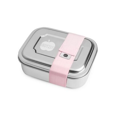 Brotzeit ZWEIER Lunchboxen Brotdose Jausenbox mit Unterteilung aus Edelstahl 100% BPA frei- uni rosa