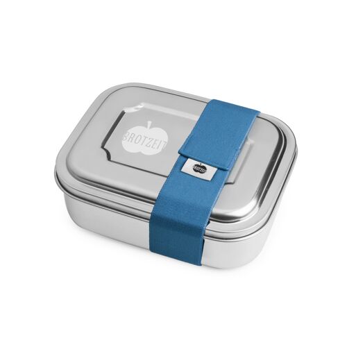 Brotzeit ZWEIER Lunchboxen Brotdose Jausenbox mit Unterteilung aus Edelstahl 100% BPA frei- uni petrol