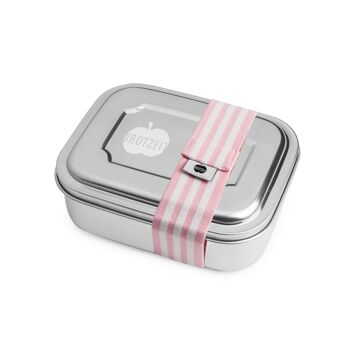 Brotzeit TWO boîtes à lunch boîte à lunch boîte à collation avec subdivisions en acier inoxydable 100% sans BPA - rayures roses 1