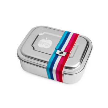 Brotzeit TWO boîtes à lunch boîte à lunch boîte à collation avec subdivisions en acier inoxydable 100% sans BPA rayures colorées rouge bleu 1