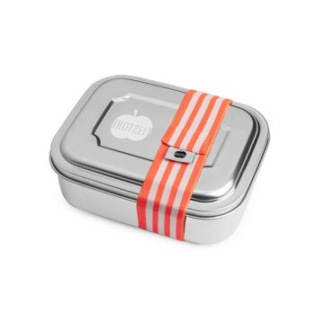 Brotzeit ZWEIER boîtes à lunch boîte à lunch boîte à collation avec subdivisions en acier inoxydable 100% sans BPA - rayures orange 1