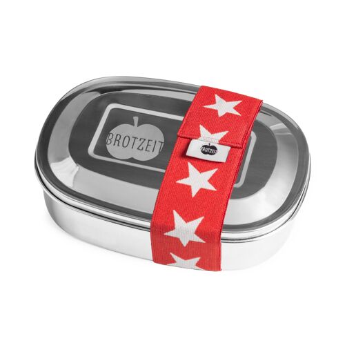 Brotzeit MAGIC Lunchboxen Brotdose Jausenbox mit herausnehmbarer Unterteilung aus Edelstahl- Sterne rot