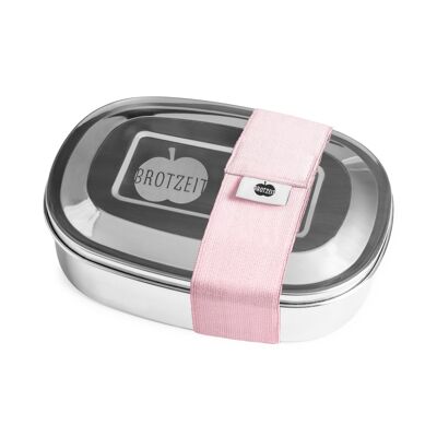 Brotzeit MAGIC Lunchboxen Brotdose Jausenbox mit herausnehmbarer Unterteilung aus Edelstahl- uni rosa