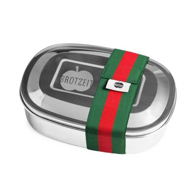 Brotzeit MAGIC lunch boxes lunch box snack box with removable subdivisions made of stainless steel strips, green and red