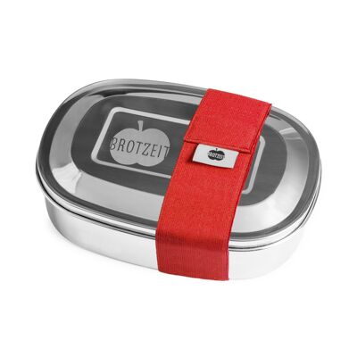 Brotzeit MAGIC Lunchboxen Brotdose Jausenbox mit herausnehmbarer Unterteilung aus Edelstahl- uni rot