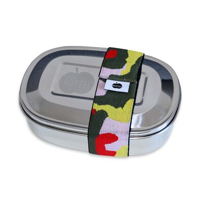 Brotzeit MAGIC lunch boxes lunch box snack box with removable subdivision made of stainless steel camouflage red yellow