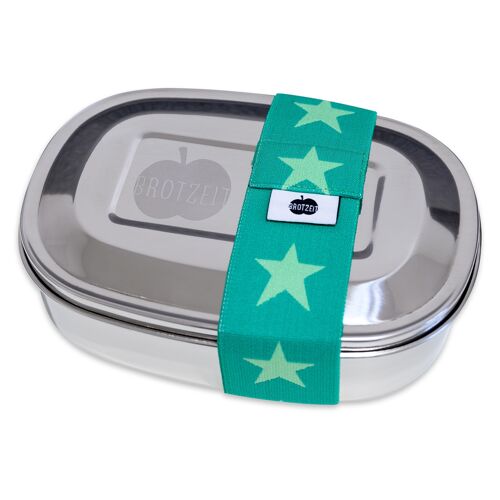 Brotzeit MAGIC Lunchboxen Brotdose Jausenbox mit herausnehmbarer Unterteilung aus Edelstahl- Sterne grün lime