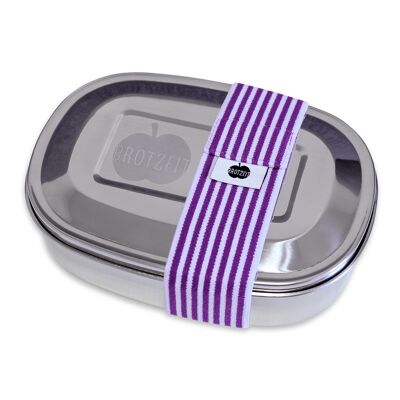 Brotzeit MAGIC Lunchboxen Brotdose Jausenbox mit herausnehmbarer Unterteilung aus Edelstahl- Streifen schmal lila
