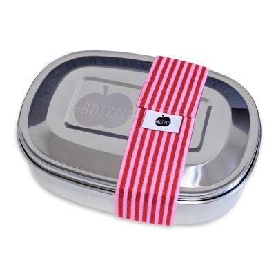 Brotzeit MAGIC Lunchboxen Brotdose Jausenbox mit herausnehmbarer Unterteilung aus Edelstahl- Streifen schmal pink