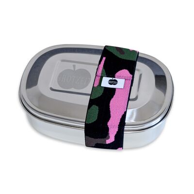 Brotzeit MAGIC Lunchboxen Brotdose Jausenbox mit herausnehmbarer Unterteilung aus Edelstahl- camouflage pink