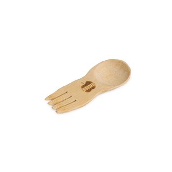 Snack Spork Cuillère et fourchette dans une cuillère en bambou - petite 1