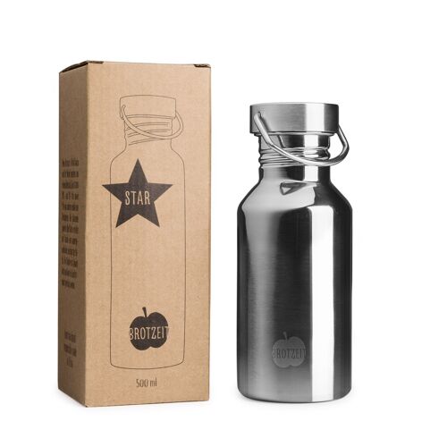 Brotzeit STAR Trinkflasche aus Edelstahl plastikfrei BPAfrei in 3 Grössen- 500ml