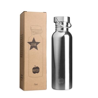 Brotzeit STAR drinking bottle made of stainless steel, plastic-free, BPA-free in 3 sizes - 750ml
