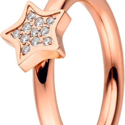 Ring inside round profile star with stones rosé