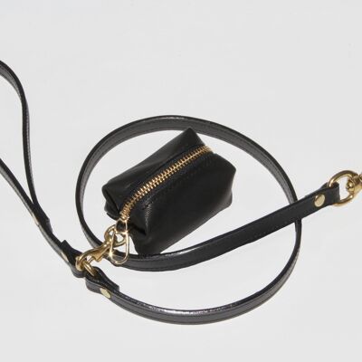 Black leash 100cm - Gold