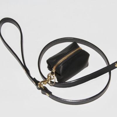 Black leash 220cm - Gold