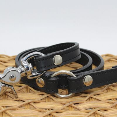 Black leash 100cm - silver